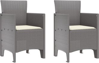 vidaXL Silla de Jardín 2 pcs Gris claro 53 x 49 x 85 cm pp Vidaxl