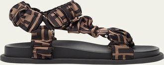 Fendi Ruched Logo Hiking Sporty Sandals