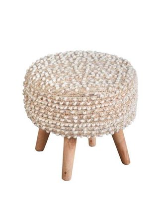 Anaya with Love Natural Boucle Handwoven Oversized Stool in Beige at Nordstrom
