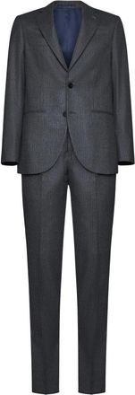D4.0 Nadelstreep Single-Breasted Pak - Heren - Business pakken - Grijs - S - Wol - Kostuums