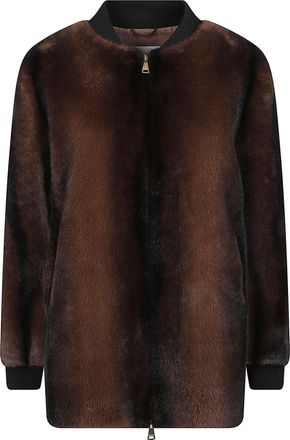 Ermanno Scervino Brown Plush Ribbed Faux-Fur Jacket