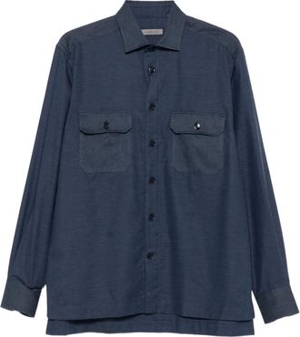 Corneliani Camicia a maniche lunghe con tasca - Blu