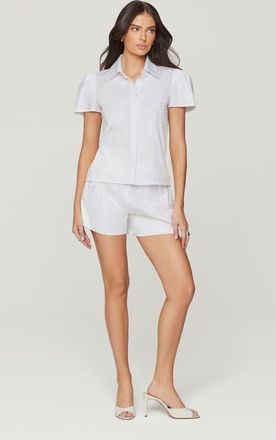 Generation Love Betty Pearl Embellished Poplin Shorts in White/pearl at Nordstrom, Size Xx-Small 3