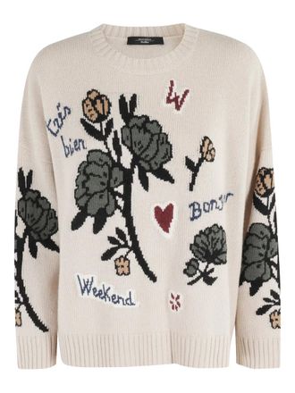 Federica Tosi floral-embellishment sweater - women - Fabric - 40 - Neutrals