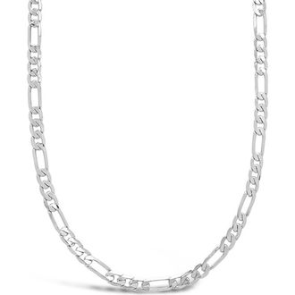 Sterling Forever Figaro Chain Necklace in Silver at Nordstrom, Size 14