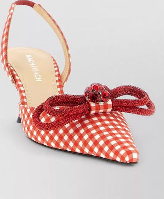 Mach & Mach cotton double bow slingback pumps