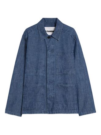 Jil Sander patch-pocket chambray overshirt - Blue