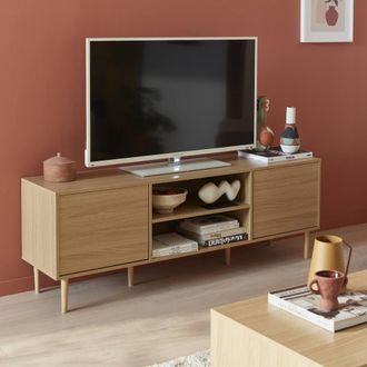 Sweeek 160cm Tv Unit Wooden Effect 2 Doors in Light Brown