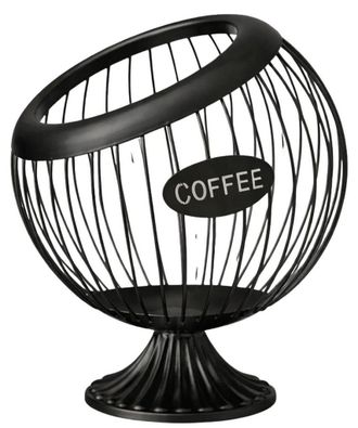 OEM Un Elegante Expositor De Frutas Independiente, Fabricado En Acero Inoxidable Negro Y Equipado Con Un Soporte Para C&aacute;psulas De Caf&eacute;