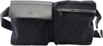 Gucci Pre-owned GG Canvas Waist Bag - Heren - Vintage Heuptassen - Zwart - ONE Size - Leer - Vintage
