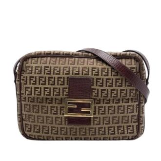 Fendi Pre-owned Canvas Crossbody Bag - Dames - Pre-owned - Bruin - Maat: ONE Size Zijde