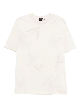 BOSS floral-print cotton t-shirt - men - Cotton - L - Neutrals