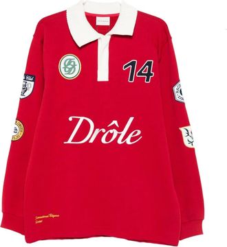 Drôle de Monsieur Polo in cotone con ricamo logo - Rosso