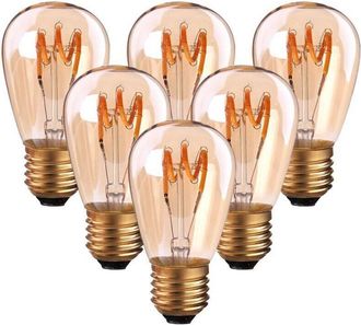 OEM Juego De 6 Bombillas Led Vintage E27 Con Filamento En Espiral St45/s14, 3w, Luz &Aacute;mbar, No Regulables, Blanco C&aacute;lido 2200k, 150lm, Equivalente A Una Bo