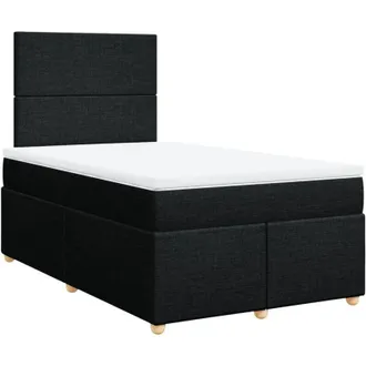 vidaXL Cama Box Spring Con Colch&oacute;n Tela Negro 120x200 Cm Vidaxl