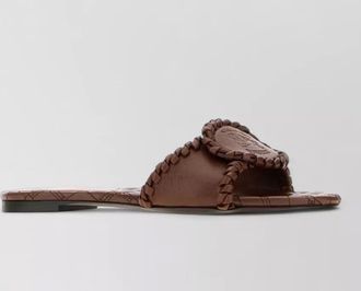 Burberry leather flat sandals open toe braided strap