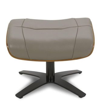 MyNewDesign Puf en piel gris pardo y roble natural