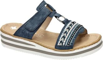 Rieker Schoenen, Dames, Blauw, 38 EU, Leer, V02M6-15 Slippers