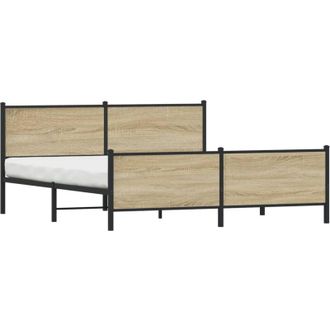 vidaXL Vidaxl - Estructura De Cama Sin Colch&oacute;n Metal Roble Sonoma 183x213 Cm