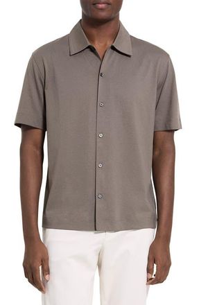 Theory Relaxed Short Sleeve Button-Up Shirt in Morel - 2My at Nordstrom, Size Xx-Large