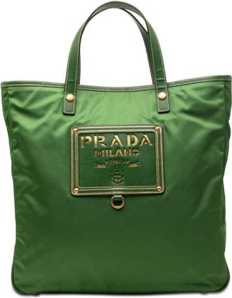 Prada Pre-owned Prada Saffiano Trimmed Tessuto Logo Plate Convertible Tote Ladies VM1MRLF434JF8BVR