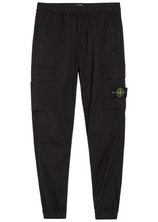 Stone Island Logo Stretch-cotton Cargo Trousers - Black - 38 (W38 / Xxl)