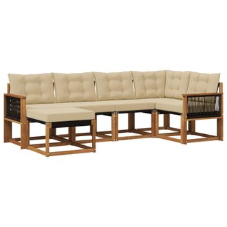 vidaXL Conjunto De Sof&aacute;s De Exterior Con Coj&iacute;n 6 Pcs Natural Y Beige Vidaxl