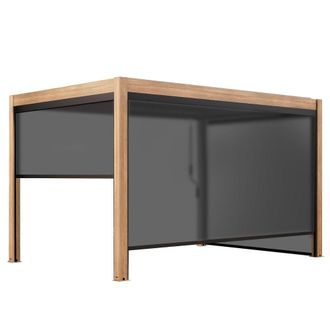 Oviala P&eacute;rgola bioclim&aacute;tica autoportante de 3x4m y 2 persianas de madera gris