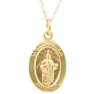 Pompeii3 14k Yellow Gold Gold St. Jude Thaddeus Medal Pendant.5 Tall 1.5 Gram