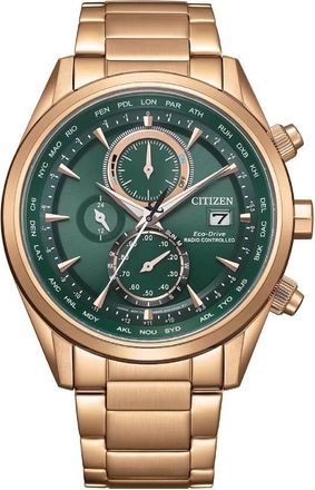 Citizen Radio-Controlled Perpetual World Time Chronograph Green Dial Mens Watch AT8263-87X