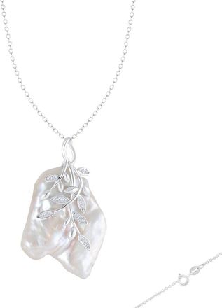 Splendid Pearls Silver 23-26Mmmm Pearl Cz Pendant
