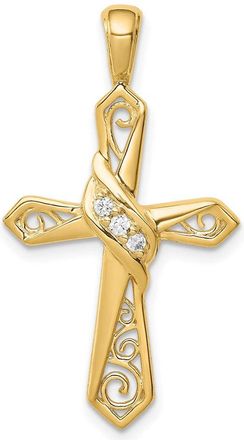 Diamond2Deal 10k Yellow Gold 1/20ct. Diamond Cross Pendant