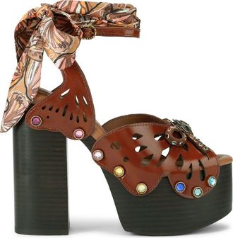 Kurt Geiger Butterfly Platform Ankle Strap Sandal in Dark Brown at Nordstrom, Size 7.5Us