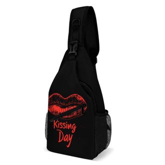 Generic Kissing Day Unisex Shoulder Bags Casual Crossbody Chest Bag Sling Backpack for Hiking Cycling Travel