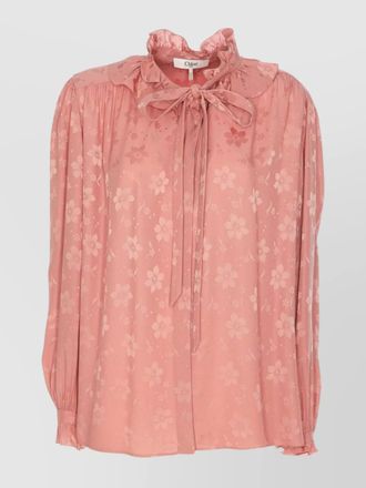 Chlo&eacute; floral pattern ruffled collar tie neck