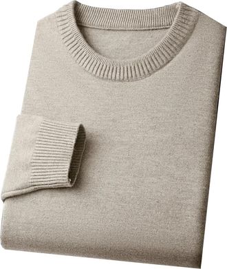 Generic Mens Slim Fit Crew Neck Sweater Lightweight Knit Pullover Casual Streetwear Top Beige S