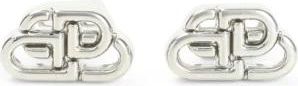 Balenciaga Studded BB Logo Zilveren Oorbellen - Dames - Oorbellen - Grijs - ONE Size - Accessoires