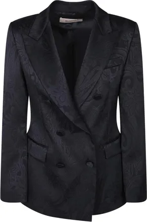 Blanca Vita Double-breasted damast stof - Dames - Blazers - Zwart - M - Leer - Jassen