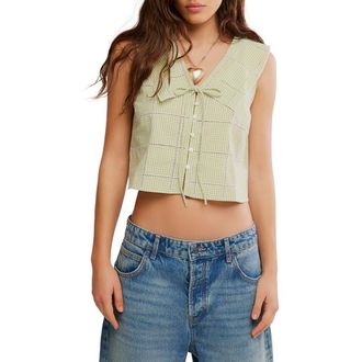 Free People Waiting For Me Crop Cotton Button-Up Top in Winter Pear Combo at Nordstrom, Size X-Small