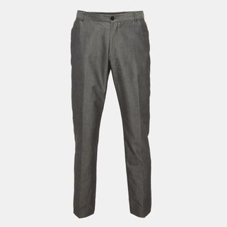 Emporio Armani Grey Gabardine Regular Fit Pants XXL