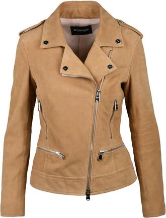 Dondup Chiodo Jacket - Dames - Leren en Su&egrave;de Jassen - Bruin - S - Leer - Jassen