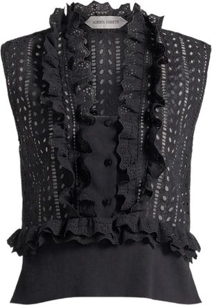 Alberta Ferretti Blusa con ruches - Nero