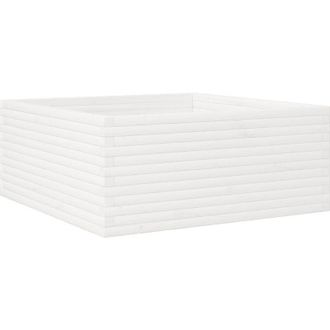 vidaXL Vidaxl - Jardinera Madera Maciza De Pino Blanco 110x110x46 Cm
