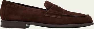 Prada Mens Suede Tri-Coin Penny Loafers