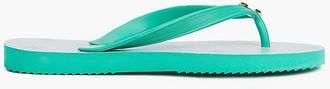 Tommy Hilfiger Womens Metal Hardware Monogram Print Flip-Flop - Green - US 8 / EU 38.5