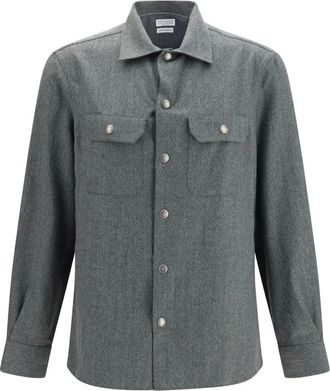 Brunello Cucinelli Camisa de Lana Virgen - Jackets - Hombre - Verde - L