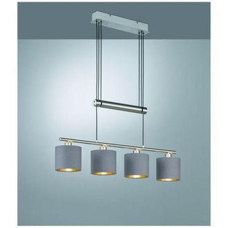 Trio Suspensi&oacute;n Garda N&iacute;quel 4 Pantallas De Tela Tortora-oro L77 Cm Lighting