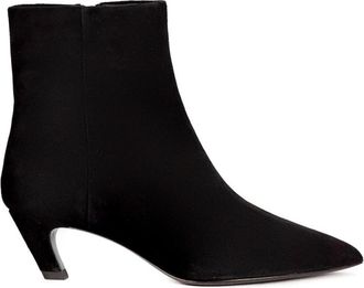Ash Zwarte Su&egrave;de Enkellaarzen met Puntige Neus - Dames - Laarzen met Hak - Zwart - 39 EU - Su&egrave;de - Schoenen