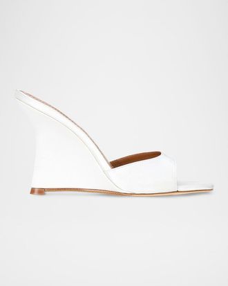 Staud 100mm Brigitte Satin Wedge Mules
