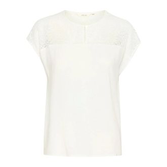 Cream Blusa Blanca con Encaje en los Hombros - Blouses & Shirts - Mujer - Blanco - 2XL